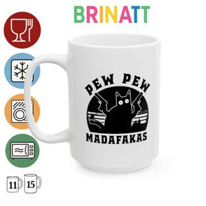 Keramiktasse – Pew Pew Madafakas – Katzen – Lustiges Geschenk – Lustiges Geschenk für Kaffeeliebhaber, Teetasse, Bürotasse