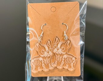 Holiday Halloween Skeleton Frenchie Earrings