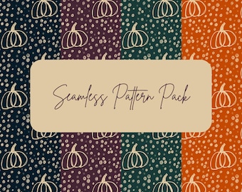 Moody Pumpkin Seamless Pattern Pack | Retro Halloween Digital Paper | Fall Pumpkin Backgrounds