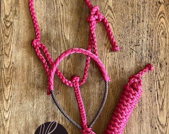 Cabezada de muleta para caballo con nariz de cuerda personalizada, color liso, cuerda de guía de 3 metros, artículos de equitación.