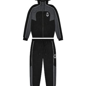 Trapstar Style Irongate Piping Trainingsanzug - Schwarze Jacke & Böden Set | Herren und Damen Streetwear