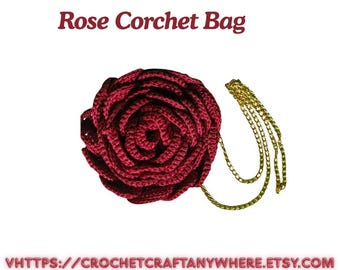 Mehroon Rose Crochet Bag – Handmade Floral Shoulder Bag