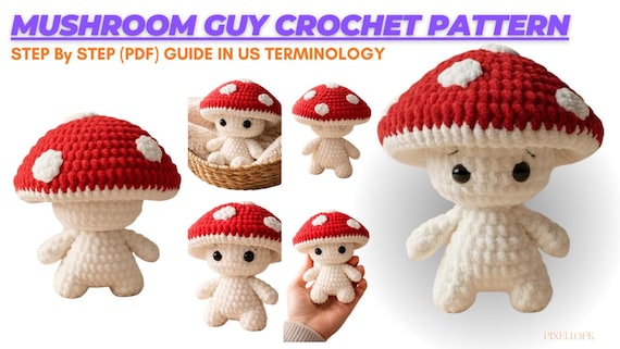 Mushroom Guy Crochet Pattern, Amigurumi crochet pattern