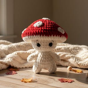 Patrón de ganchillo con punto de criatura: personaje seta / amigurumi