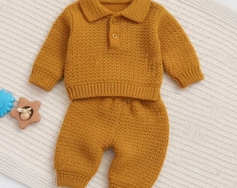 Molde de Crochê para Roupa de Bebê em PDF | Conjunto de Suéter e Calça para Recém-Nascido | Molde Fácil para Roupa de Bebê | Presente Feito à Mão