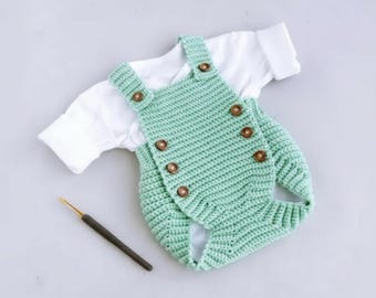 Molde de crochê para body de bebê, PDF para download instantâneo, tamanhos de recém-nascido a 1 ano, macacão raglan unissex, presente para menino e menina