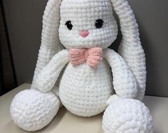 Padrão de coelho de crochê para crianças, fácil para iniciantes, brinquedo de crochê de animal, presente faça você mesmo, tutorial fácil de amigurumi, presente feito à mão