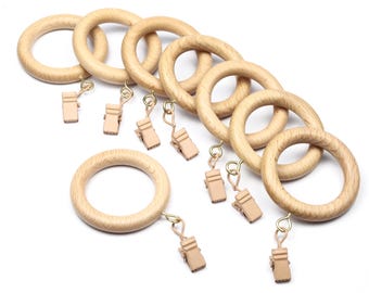 Buchenholz Ringe mit Clips: Rustikale Fenster Ringe