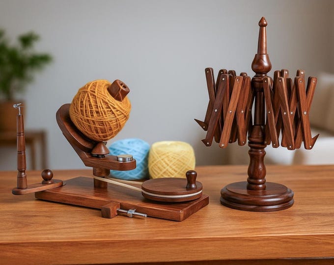 Laser Engraved Wooden Ball Yarn Winders Suitable for Knitting Supplies Stores Al