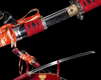 Handmade Japanese samurai sword - covered earth burning blade - collectible - birthday gift given - role-playing