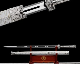 Handmade sword, silver Han sword, original design collectible, gift for him, personalized craftsmanship