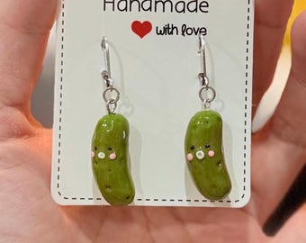 Gurke Ohrringe - Polymer Clay handgemachten Schmuck
