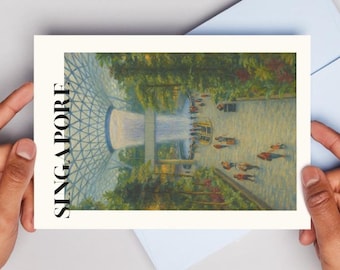Jewel Changi Airport Postcard Art Print: Singapore Travel Souvenir (Digital Download A6 Size)