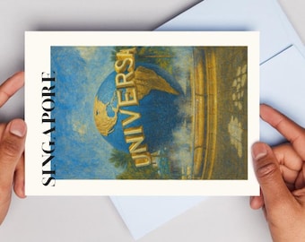 Universal Studios Globe Postcard Art Print: Singapore Travel Souvenir (Digital Download A6 Size)