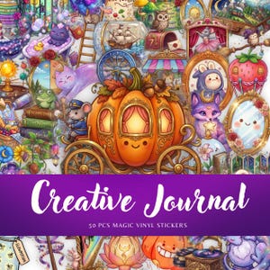 Creative Journal 50 Pcs Vinyl Stickers | Stars Moons & Tiny Magic for Junk Journals | Physical Pack