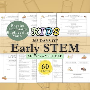 Science experiments for Kids Checklist, 365 Days of Toddler Early STEM, Montessori science, Preschool Kindergarten STEM projects, Homeschool
