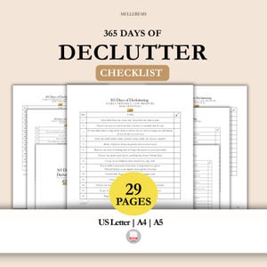 365 Days of Decluttering Checklist Guide | Home Organization Schedule | Simple Low-Pressure Tasks | Daily Tracker Routine