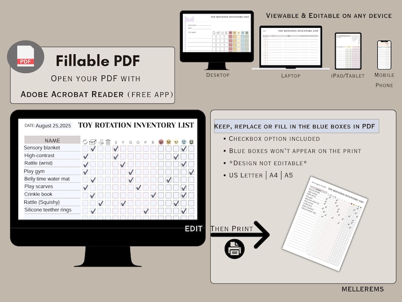 EDITABLE PRINTABLE Toy Rotation Inventory: Toy Storage Tracker ...