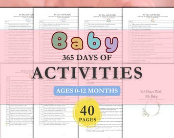 Infant Activities, 365 Days of Baby Activities Checklist, Montessori Baby Sensory Play Ideas, 1 Year Newborn activities, Milestones Play