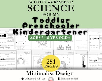 Scheda di attività scientifiche per bambini piccoli / Biologia e anatomia per la scuola materna con pennarelli a punti / Scienze per l'asilo nido e la scuola materna, minimalista, stampabile in PDF in bianco e nero