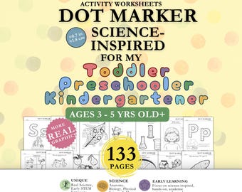 Atividades de colorir com pontos, Ciências, Pré-escola + Livro de Atividades, Atividade de colorir com pontos para pré-escola, Ciências para o Jardim de Infância, STEM para Educação Domiciliar, Arte com pontos para crianças pequenas