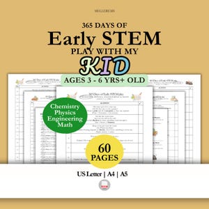 365 Days of STEM Activities for Kids Checklist | Preschool Toddler Early Learning, Chemistry Physics Engineering Math Play | Minimalist PDF