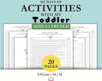 Elenco di idee per attività per bambini di 365 giorni / Elenco di giochi semplici e minimalisti per 1 anno / Download digitale / PDF stampabile