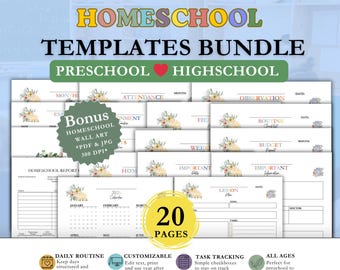 EDITABLE Homeschooler Charts, After School Chores, Kids daily Checklist, Student School Day Routine, Monthly Lesson School Planner PDF