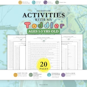 Toddler Activities, 365 Days Activities Checklist, Montessori Activity, Indoor Quiet time, Outdoor Summer Play Ideas, Summer Bucket List image 1