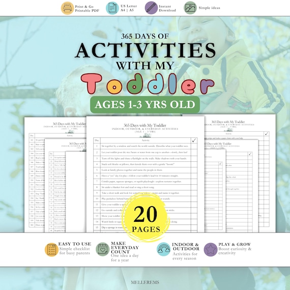 Toddler Activities, 365 Days Activities Checklist, Montessori Activity, Indoor Quiet time, Outdoor Summer Play Ideas, Summer Bucket List