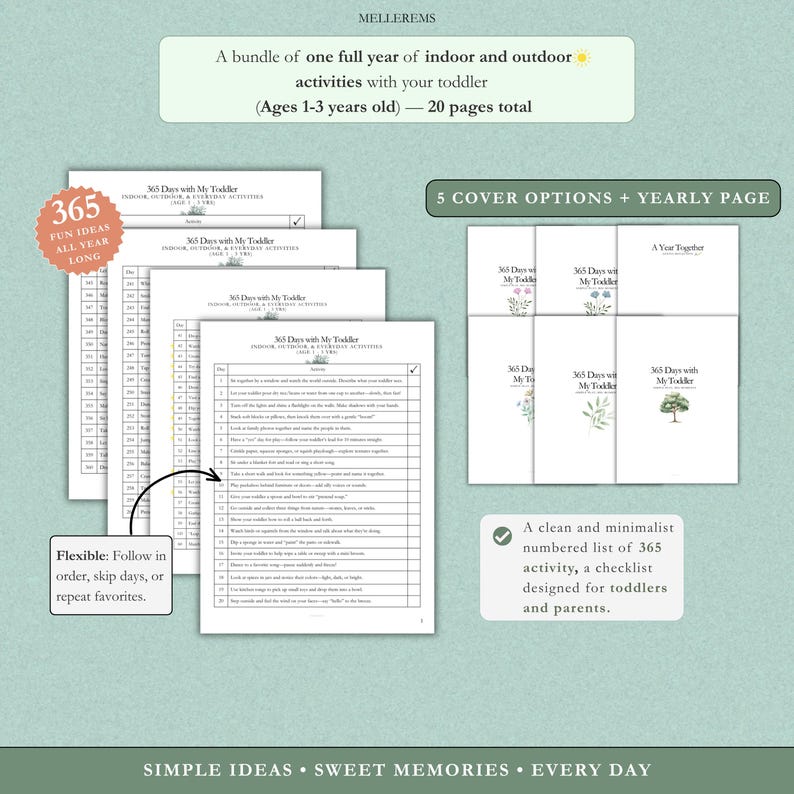 Toddler Activities, 365 Days Activities Checklist, Montessori Activity, Indoor Quiet time, Outdoor Summer Play Ideas, Summer Bucket List image 2