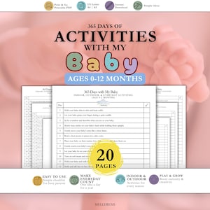 Infant Activities, 365 Days of Baby Activities Checklist, Montessori Baby Sensory Play Ideas, 1 Year Newborn activities, Milestones Play
