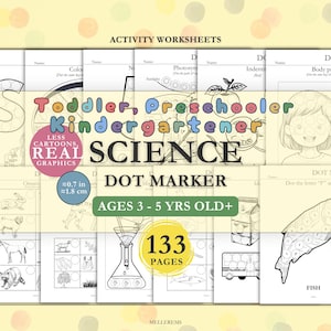 Do a dot coloring Science Worksheets, Montessori dot art, Pre-K + Workbook, Preschool do a dot activity, Kindergarten Science, Homeschool