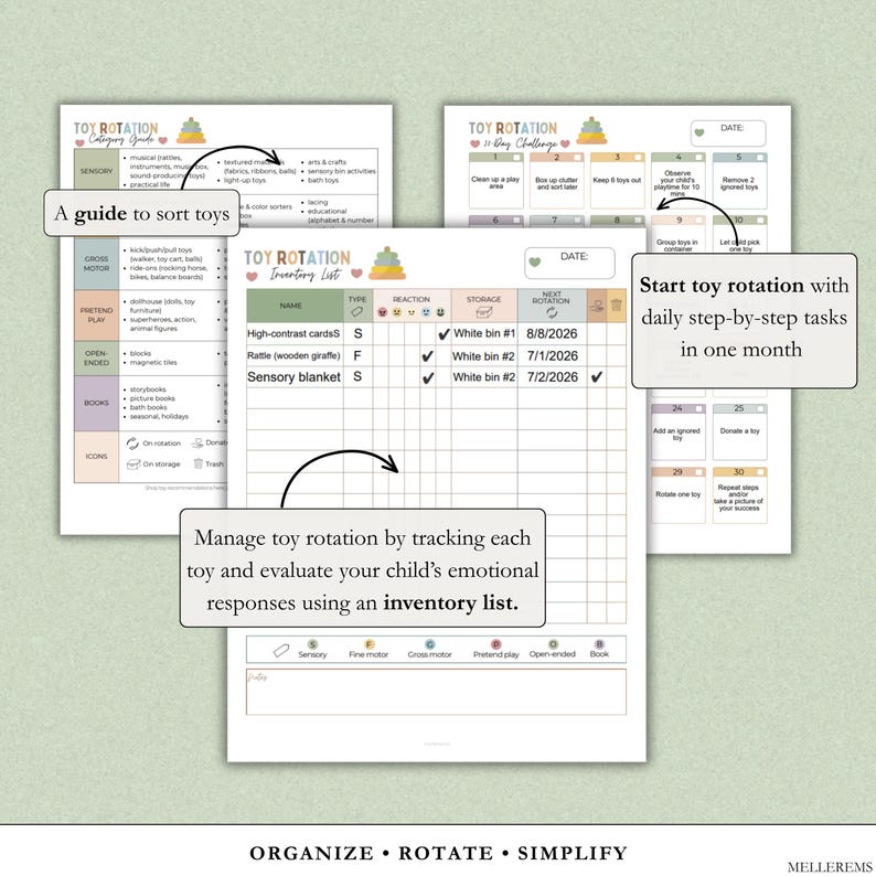 Sequential Column Rotation Inventory Example EDITABLE Toy Rotation Inventory List, ADHD Montessori Toy Checklist ...
