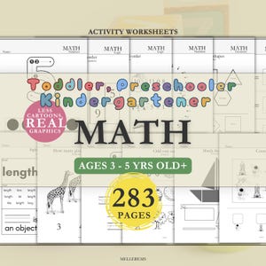 Beginnerswiskunde, Montessori-activiteit, Kleuterschool + Werkboek, Wiskunde leren voor peuters, Optelwerkbladen voor kleuters, Werkboek voor peuters om getallen te leren