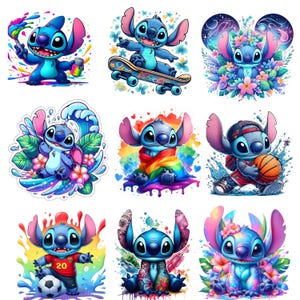 Stitch Splash PNG Design,Digital Download,Lilo and Stitch Art,Cartoon Printable,Craft Decoration