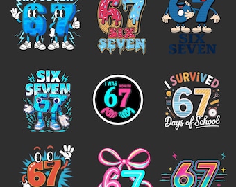 Six Seven PNG Bundle | Number Clipart Set | Classroom Graphic Designs