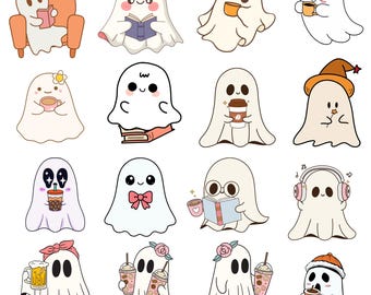 Halloween Ghost Clipart Bundle PNG | Spooky Ghost Designs for Sublimation, Stickers & Shirts