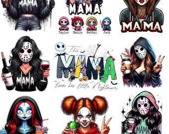 Paquete PNG de Mamá Espeluznante: Clipart de la Vida de Mamá en Halloween (Descarga digital)