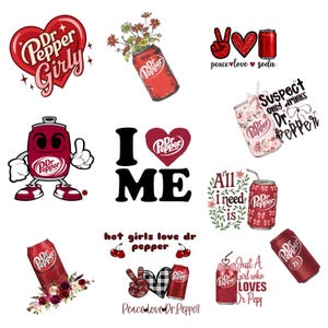 Girly Soda Clipart Bundle | Coquette Pink Fizzy Drink PNG | Retro Valentine Sublimation Design