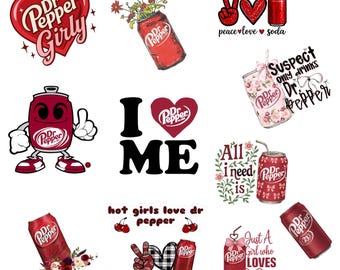 Girly Soda Clipart Bundle | Coquette Pink Fizzy Drink PNG | Retro Valentine Sublimation Design