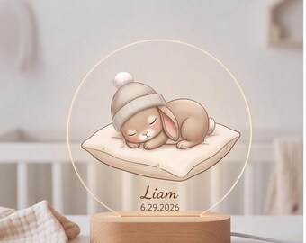 Lámpara de noche LED personalizada con luna y estrellas, nombre y fecha, decoración para la habitación del bebé, regalo para baby shower para niños.