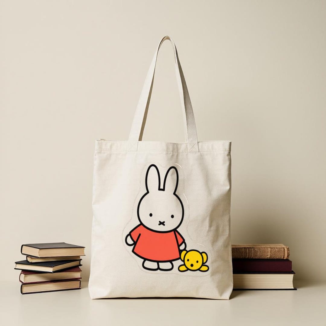 Pixie Rabbit Bag Cute Bunny Tote Bag, Minimal Cartoon Rabbit Graphic Shoulder Bag for ...