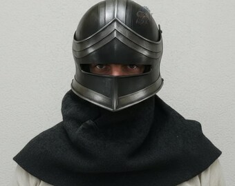 Casco de caballero Sallet vintage inspirado en Star Wars, armadura LARP de acero ennegrecido