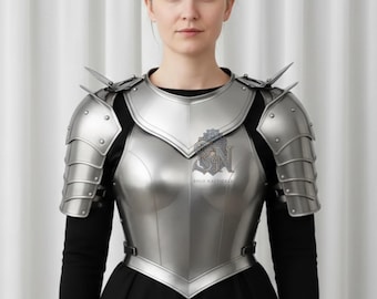 Handcrafted 18-Gauge Steel Lady Armor Warrior Chest & Body Armor for Women, Wearable Medieval Cosplay, LARP Costume