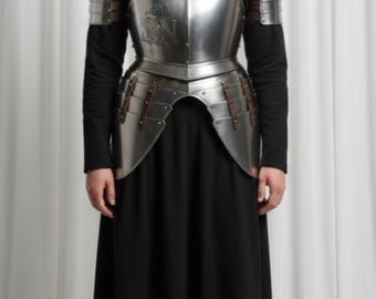 Women’s Medieval Steel Armor Handcrafted 18-Gauge Female Knight Warrior Armor for LARP, Cosplay, Renaissance & Display