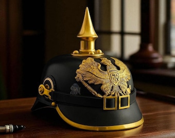 Wearable Prussian Pickelhaube Helmet Replica: Bavarian WWI Military Armor