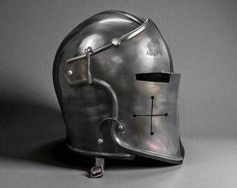 Wearable Cosplay Barbuta Helmet – Full Steel Armor Headgear for LARP, Cosplay & Historical Reenactmet