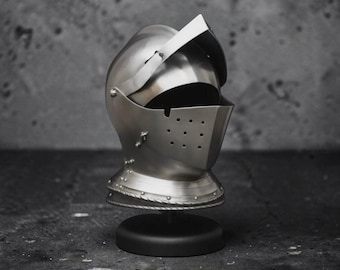 Handmade Steel Gothic Armet Knight Helmet – Medieval Full Face Armor for Cosplay