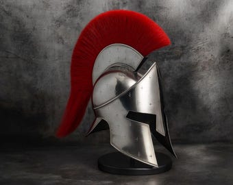 手作りの研磨鋼製スパルタヘルメット - 着用可能なギリシャ戦士の鎧